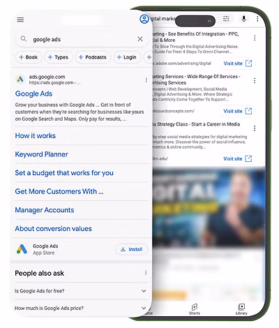 digital marketing on phone screen