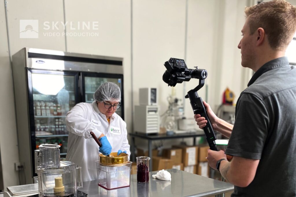 andrew filming for a food processor in salem oregon